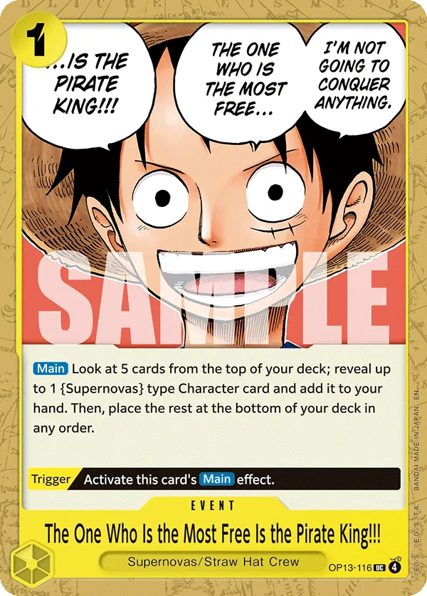 Carta The One Who Is the Most Free Is the Pirate King!!! (OP13-116)