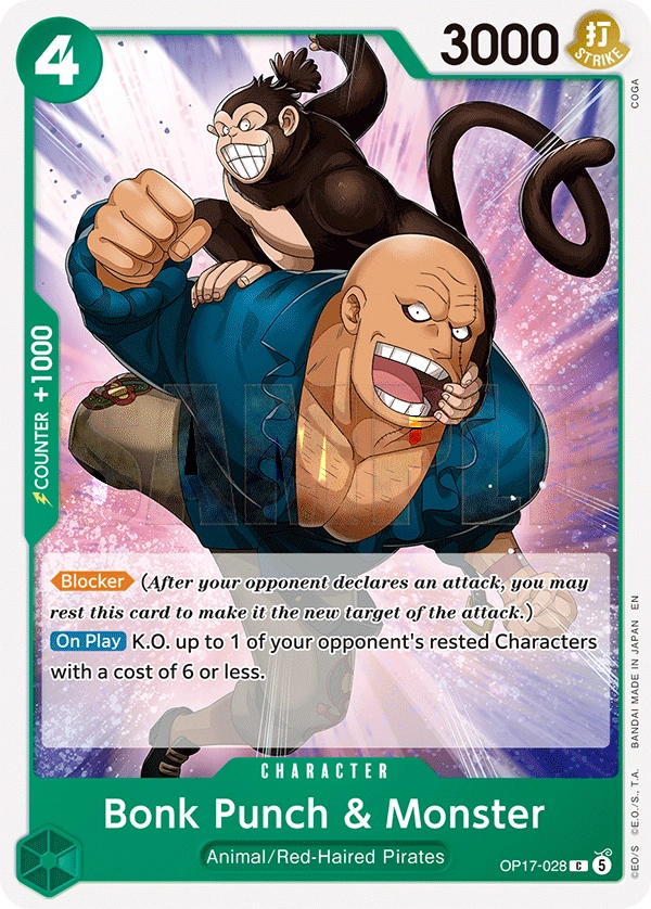 Carta Bonk Punch & Monster (OP17-028)