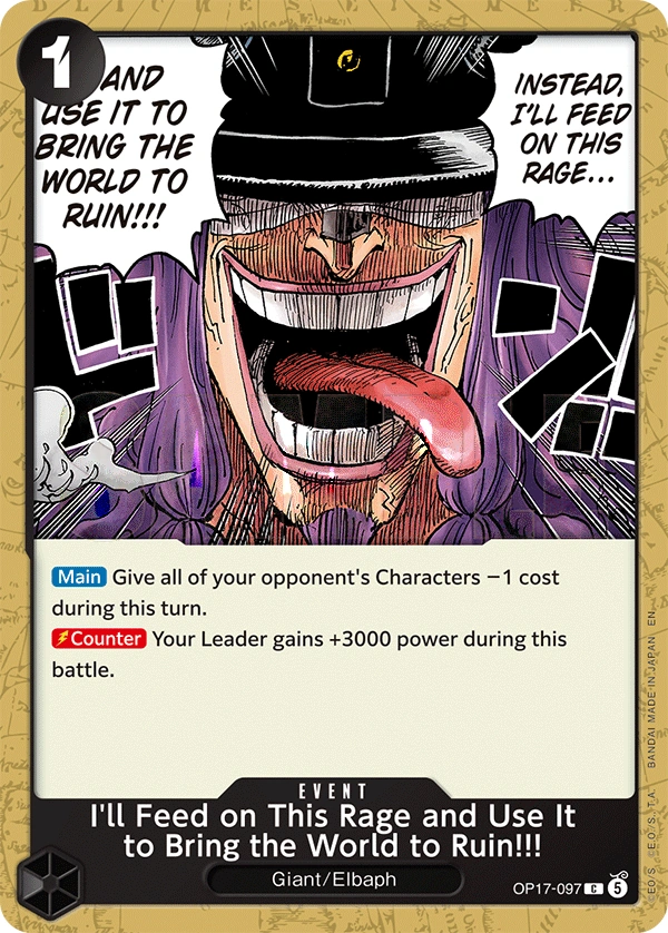 Carta I'll Feed on This Rage and Use It to Bring the World to Ruin!!! (OP17-097)